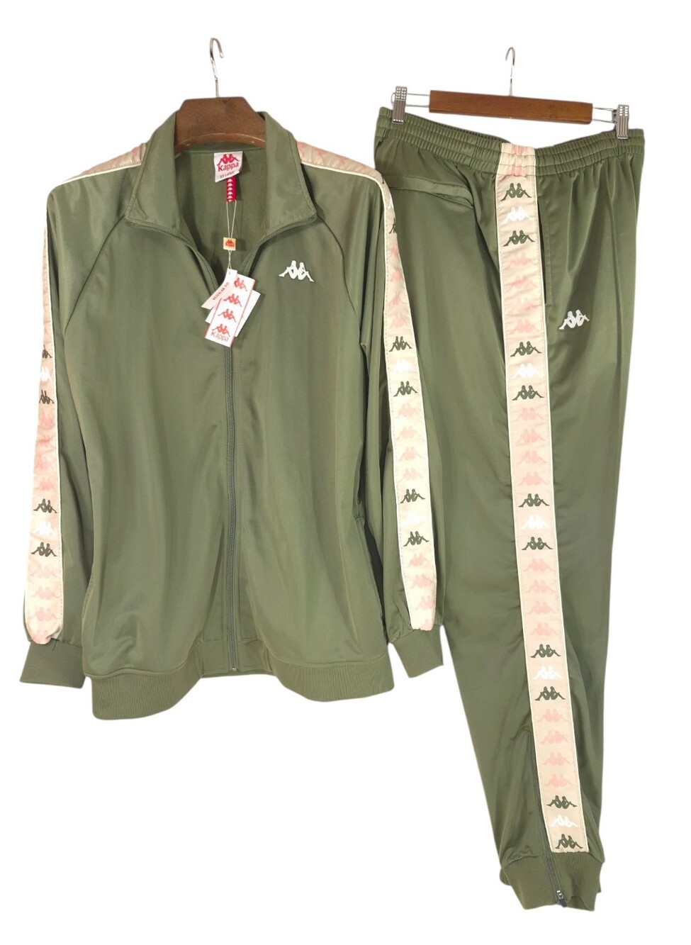 Kappa Men's Green Tracksuit Full Zip Jacket Joggers Mudflap Girl Trim - Sz 2XL